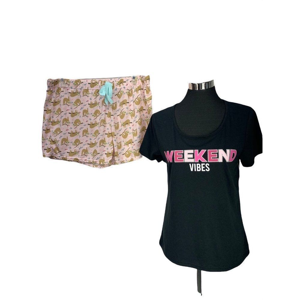 Bobbie Brooks Sloth Weekend Vibes Size Small Sleepwear Set
